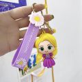 Disney Princess Super Cute Keychain The Little Mermaid Belle Hand-Made Level Key Ring Rapunzel Mobile Phone Cartoon Pendant Bag Cinderella Lanyard Exquisite. 