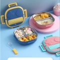 Tedemei original stainless lunch box 2 Grid/Compartments with spoon air tight lunch box. 