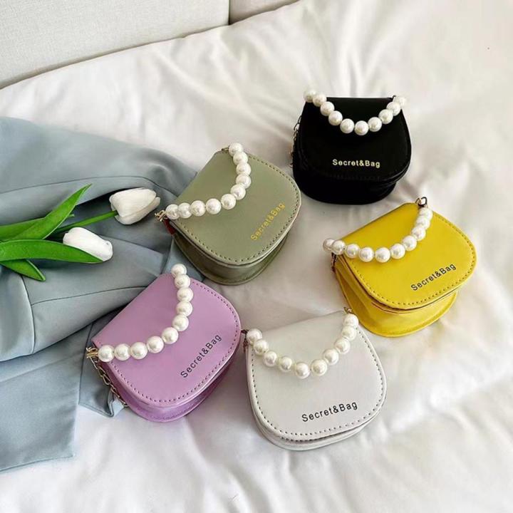 Women Mini Handbags New Elegant Shoulder Messenger Bag Portable Chain Bags Girl Pearl Crossbody Rhombus Small Square Bag