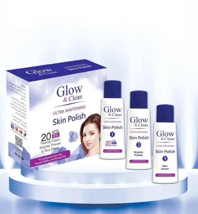 Glow and Clean Skin Polish ( Peeling Cream, Brighter Powder & Skin Shiner )