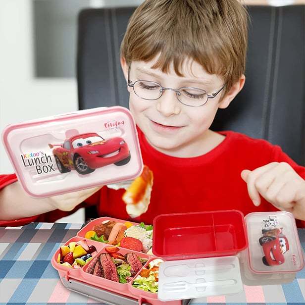 Kidoo's 2 Compartments Bento Box With Fork, Kids Lunch Box with Accessories, Lunch Box, Kids School Tiffin Box Techmanistan 4