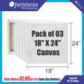 Pack of 3 Canvas for Painting - All sizes For Painting Blank White Canvas - 100% Cotton Art Panels for Oil, Acrylic & Watercolor Paint - Primed Canvas. 