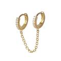 Simple Earrings Ear Buckle Chain Tassel Cubic Zirconia Earrings. 
