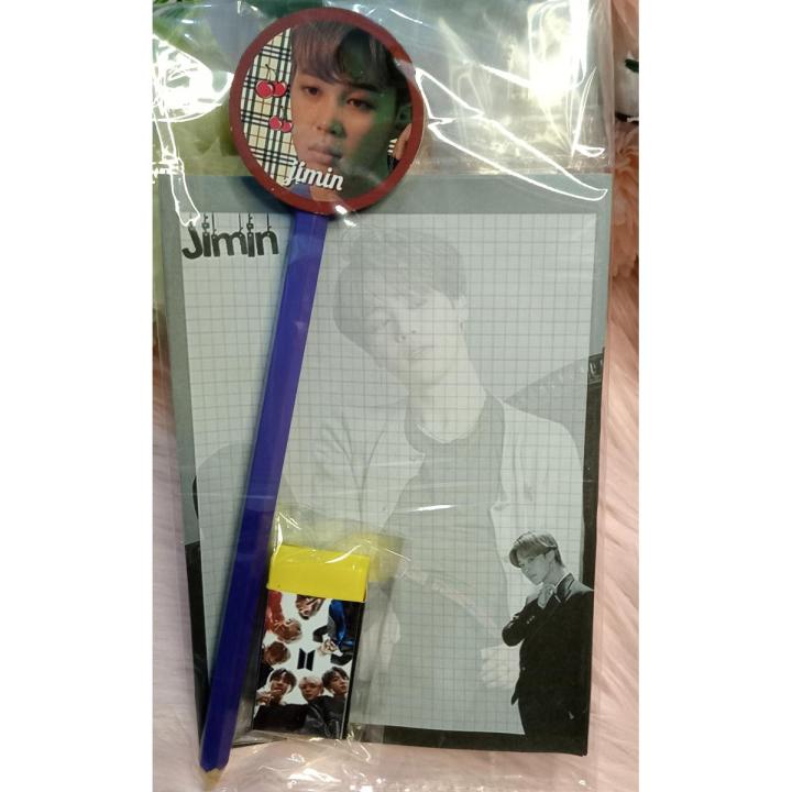 KPOP BTS JIMIN BT21 MEMO SET bts jimin pencil eraser and memo pages set