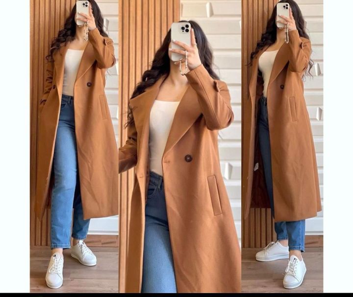 Casual%20Wear%20College%20Wear%20Hello%20Women's%20Winter%20Popular%20One%20Button%20Double%20Fleece%20Long%20Coat%201%20Piece%20Women's%20Fashion%20-%20Image%203