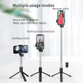 Phone Selfie Stick Tripod Extendable Monopod with Fill Light 360° rotating live streaming phone holder portable tripod. 