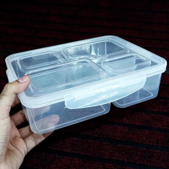 Portable Snack Box Leak Proof Lunch Box 4 Compartment Food Container Reusable Microwave Fruit Salad Boxes For Kids Adults