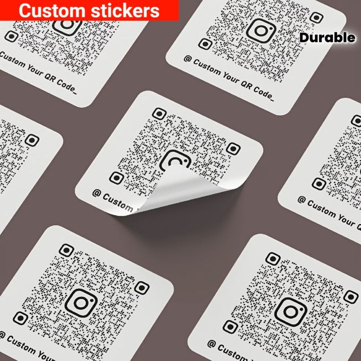 Custom Printed QR Code Stickers, Square Size Durable Adhesive Backing ...