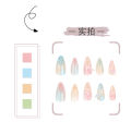 SUMMER Fresh 3D Butterfly Nail Art Short Almond Artificial Nails. 