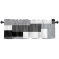 Curtain Valance Modern Black Grey Geometric Kitchen Curtains Stylish Window Decor for Homes Unlined Valance. 