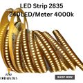 12V LED Strip Lights, 240 LEDs/M, 5meter  16.4 ft LED Light Strip 2835 IP20 LED Tape Lights Super Bright for Bedroom, Shelf Kitchen Decoration. 
