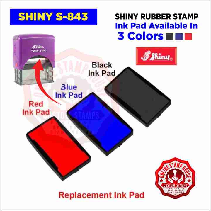PAD Shiny S843 Stamp Pad - Replacement Refillable ink pad in Black Blue Red colors
