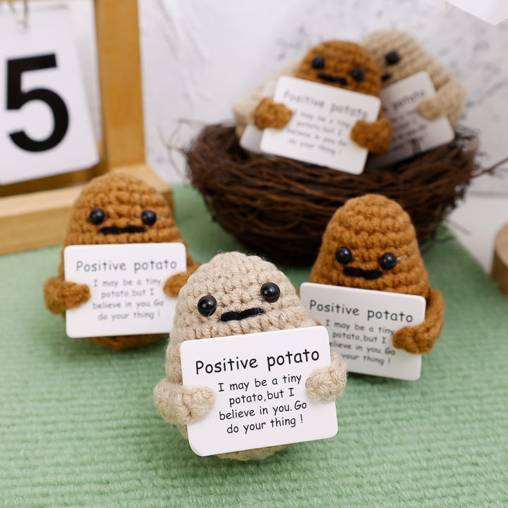 Positive Potatoes Home Room Decor Ornament Knitting Inspired Toy Tiny Yarn Doll Funny Festival Gift Home Decoration Accessories 1Pcs