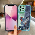 Jizetin for Samsung Galaxy M31 Back Cover Fashion Tide Bear Lens Full Protection Frame Phone Case Soft TPU Shockproof Mobile Phone Cases. 