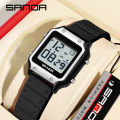 Sanda Classic Small Square Watch Simple Trendy Night Light Waterproof Electronic Men's Watch SD2174-8. 