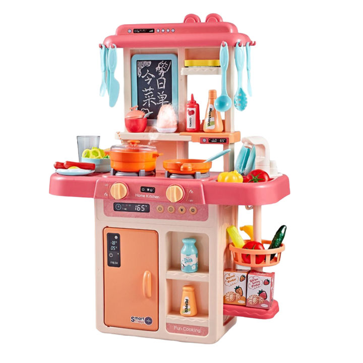 Little Kids Kitchen Pretend Play Set with Steam & Light & Sound and Plastic Accessories Included  Toys for Girls and Boys - 42 pcs