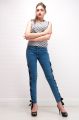Ramblers Mid blue lace-up denim jeans with side eyelets for women WJ-02. 