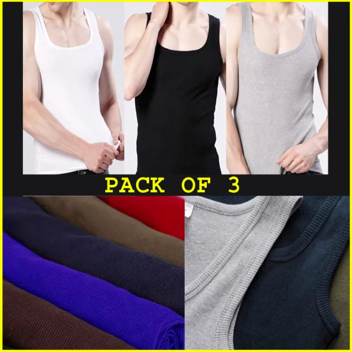Set of 3 Men’s Athletic Vests – 100% Cotton, Export Quality, High ...