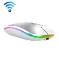 RGB Wireless Mouse - Slim & Silent 7 Colour LED Lights - Dual Mode 2.4G & Bluetooth Rechargable Portable Optical Office Mouse With USB Receiver - 3 Adjustable DPI Levels for Notebook, PC, Computer, MacBook. 