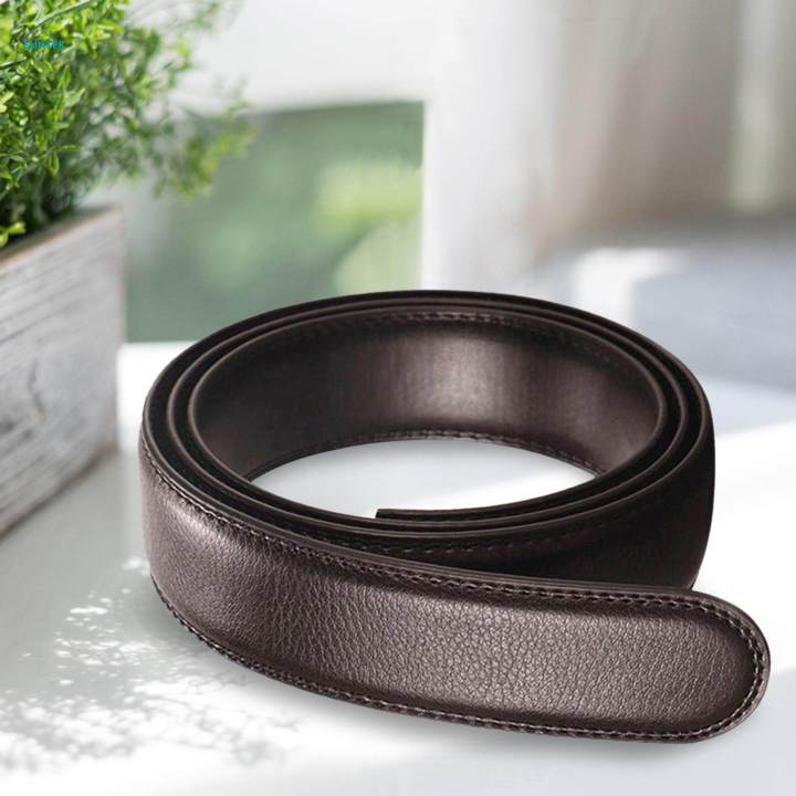 PU Leather Ratchet Belt without Buckle Automatic Belt Simple Waistband Fashion No Buckle Replacement Belt Strap Waist Belt for Costume Pants