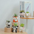 Nordic New Style Ceramic Animal Flower Pot Cartoon Zebra Sheep Cow Head Mini Pot Succulents Plants Bonsai Pots Home Decoration Eatop. 