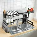 Over The Sink Dish Drying Rack - Adjustable Dish Drainer Shelf - Countertop Space Saver Display Stand Tableware Drainer. 