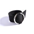 【Hengli jewelry story】MAA-OE Punk Black Bracelets Big Round Leather Bangle Bracelet Wristband Metal Party Gift Wholesale BA-132. 