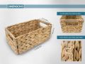ADO Basics  Foldable Water Hyacinth Hand Woven Basket with Handles, Toilet Paper Storage Wicker Baskets 12" Length, 6.29" Width, 4.25 Height, Tokri. 
