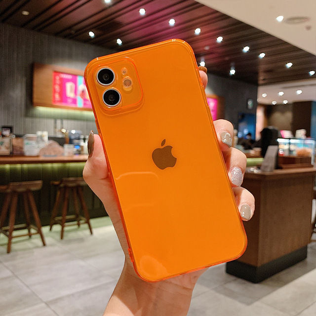 Fluorescent Color Neon Clear Phone Case For iPhone 13 12 11 Pro Max XS Max XR X 7 8 Plus Soft TPU Shockproof Phone Back Cover