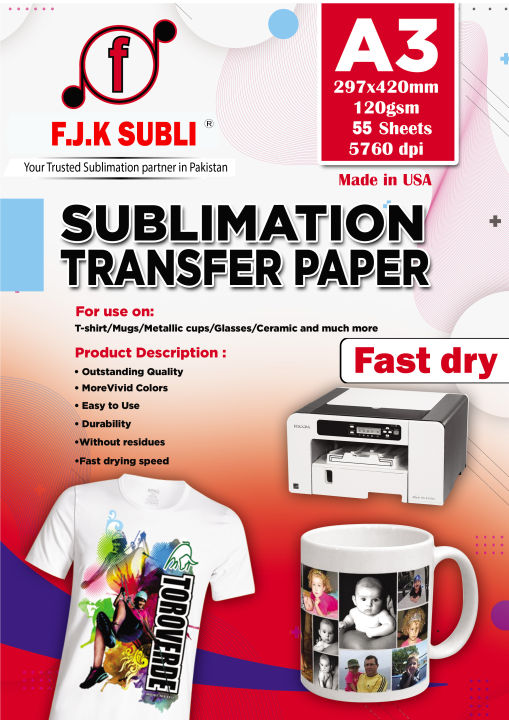 Sublimation Transfer Paper A3 | 55 Sheets | 120gsm