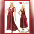 Nighty - Maroon Colour Long Ladies Night Suit For Women. 