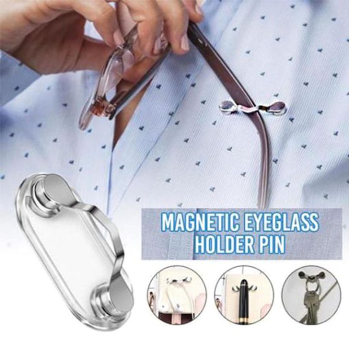 Techmanistan Random Color - Multipurposed Magnetic Hooks For Glasses, Magnetic Hang Eyeglass Holder Pin, Portable Clothes Magnet Clip, Glasses Brooch Clips Badge Pin Accessories Holder Card Holder, Tee-shirt hook For Glasses Clips
