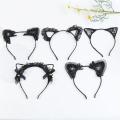 Lady Cat Ear Headwear Girl Black Cat Ear Hairband Cosplay Cat Ears Hairband Black Cat Ear Hair Accessories Lace Cat Ear Headband. 
