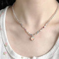Moonlight Love Necklace Female Ins Sweet and Fresh Beaded Love Design Neckland. 