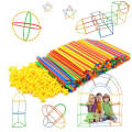 Straws Building Construction Puzzle games Children's Puzzle Straw Blocks Pipette Stitching Assembly Straw Build Blocks Creative learning games Toy for kids. 