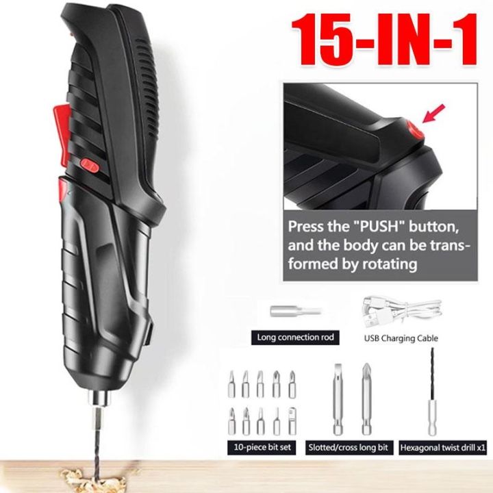 15-in-1 Electric Screwdriver Set Screw Bits Rechargeable Cordless Automatic Screwdriver Kits Repair Power Tools