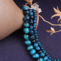 Natural Stone Royal Blue Amber Beads Round Beads For Jewelry Making DIY Couple Bracelet Necklace. 