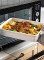 Baking Dish, Casserole Dish for Oven, Ceramic Baking Pan, Rectangular Lasagna Pan Deep with Handles for Cooking Serving Cake Kitchen 13.5" Long Rectangular Stripped Ceramic Tray. 