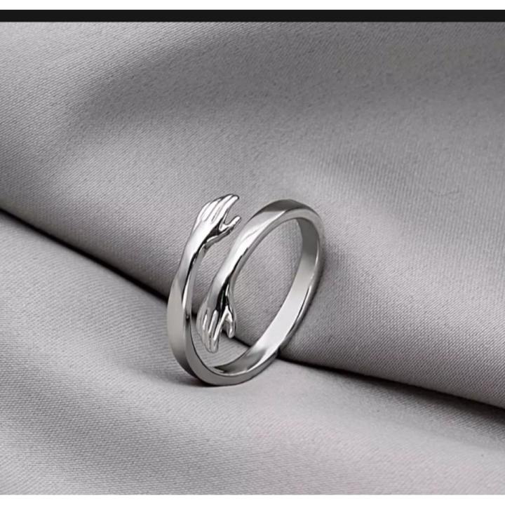New Creative Romantic Punk Rings for Women Girls Hand Strap Love Hug Ring Fashion Lady Men  Adjustable Open Cuff Ring  Party Wedding Couple Ring