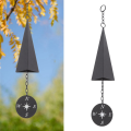 1 Piece Retro Design Iron Triangle Wind Bell with Compass Metal Wind Chimes Decor. 