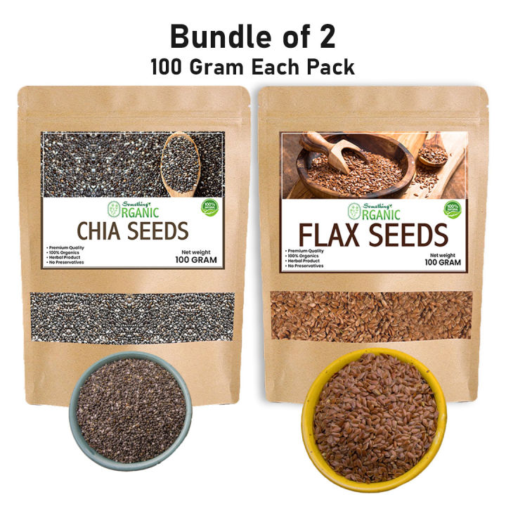 Bundle Of 2 Chia Seeds Organic + Flex Seeds / Flax seeds