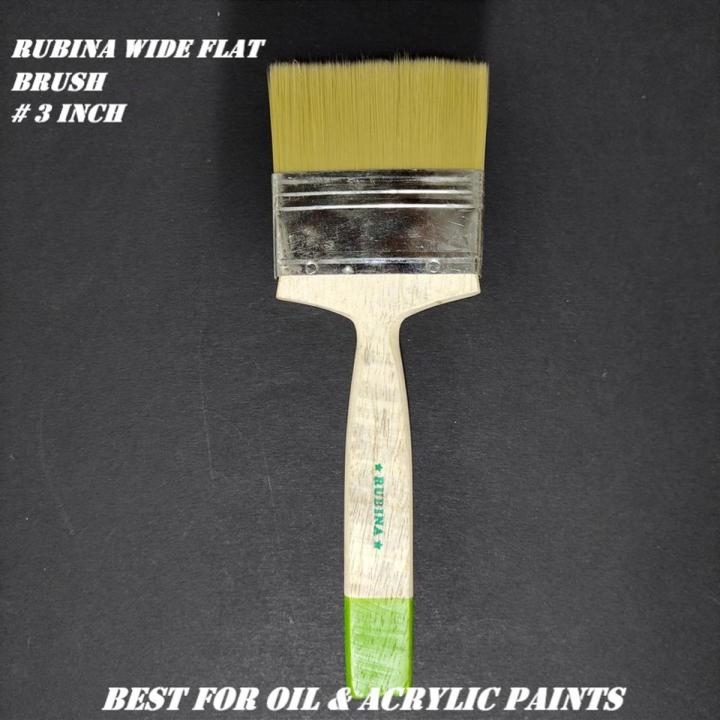 Rubina Wide Flat Brushes Best for Oil and Acrylic Paints (Available in 1inch, 2inch, 3inch and 4inch)