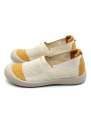 SHAZ FOOTWEAR Women's White & Mustard Slip-On Walking Shoes - Lightweight Breathable Comfort Loafers for Ladies. 