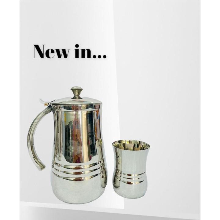 Glass and Jug Water Set of 7- Drinkware Fancy water Set/ Stainless steel Water drinking Glasses and Jug Set / water set