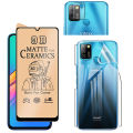 BROTECT Pack of 3 - Infinix Hot 10 Lite Ceramic Matte Screen Protector PUBG Gaming Glass 9D 21D + Back Jelly Protector Soft Hydrogel Film + Camera Lens Protector For infinix hot10 lite - Transparent. 