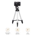 3.5 Feet Tripod Stand for Mobile Phones and Cameras with Mobile Phone Holder, Adjustable and Portable Tripod Stand Mobile and DSLR Stand for Live Stream, Universal Tripod Stand, Silver Model 3110 with Box and Bag | Elegant Home. 