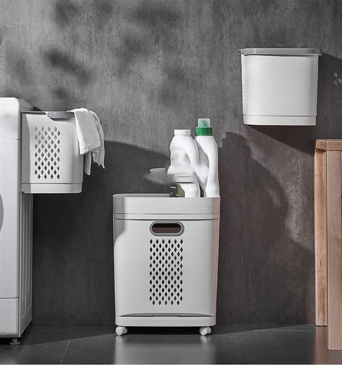 Laundry%20Baskets%20with%20Wheels%20Trolley%20Laundry%20Collector%202%20Layers%20with%203%20Storage%20Baskets%20for%20Bedroom%20Bathroom%20-%20Image%205