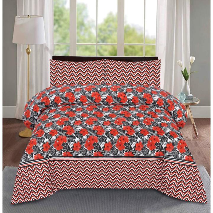 Nishat linen Fancy Bedsheet Cotton Double Bed Sheet Set - King Size (1 Sheet and 2 Pillow Covers) by Nishat Linen