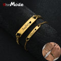 ELSEMODE Personalized Stainless Steel Name Bar Couple Bracelets Custom Engraved Name Date For Lovers Men Women Jewelry Dropship. 