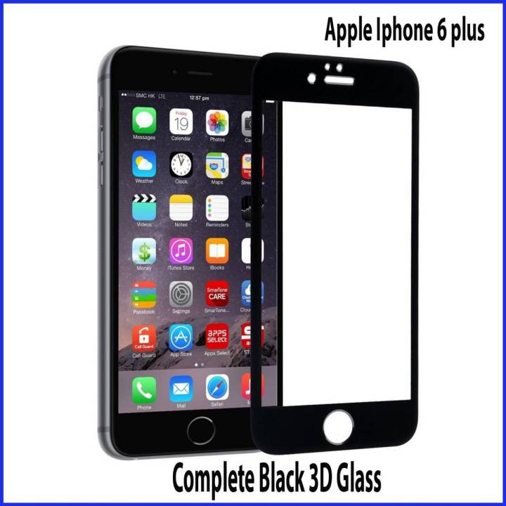 Apple Iphone 6 Plus Black Color Complete Tempered Glass